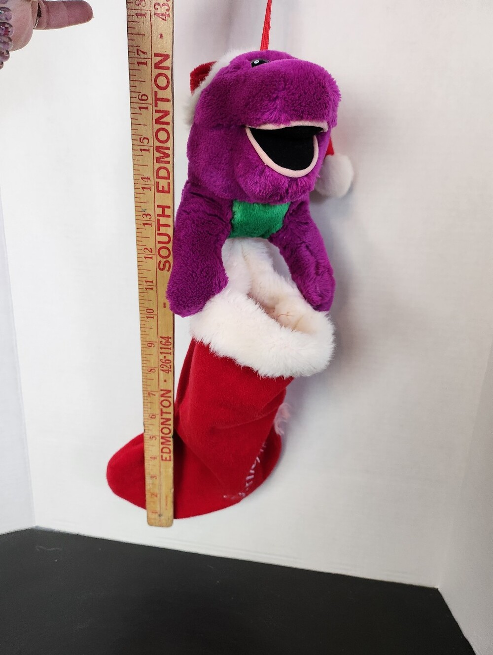 Vintage Plush Barney Christmas Stocking 90s - Picture 10 of 10